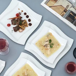 MALACASA, Serie Amparo, Porzellan Tafelservice 24 Tlg. Kombiservice 12 Speiseteller Und 12 Suppenteller Für 12 Personen -Smart Kitchen Store abd3e44a615a9306e4ed306eb6b46359