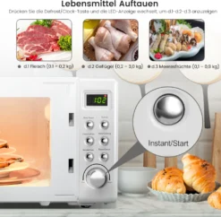COSTWAY Mikrowelle 20L, 700 W Mikrowellenofen, Mit 8 Automatischen Programme, 5 Leistungsstufen, LED-Anzeige, Verzögerter Start, Retro, Weiß -Smart Kitchen Store ac4b335e85de33d4713b062259892a40