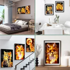 Diamond Painting Set, 4er Tiere Diamond Painting Katze Tiger Fuchs Wolf Bilder Mit Diamond Painting Zubehör (30x40cm) -Smart Kitchen Store add03e6ae0678399e8f1815166fc1de7