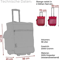 Trolley Einkaufstrolley Einkaufsroller Alessandro Pro Shopper Mit Stabilem Stand Einkaufstrolly Einkaufstasche Saunatrolley Trolly 38L 12894 Two Tone Grey Grau -Smart Kitchen Store ae2de1114109998042a77d94769242c1