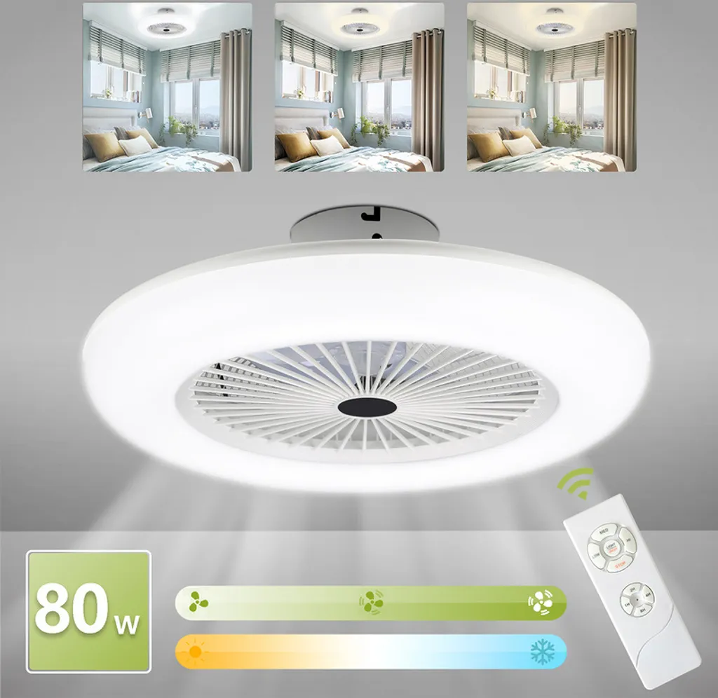 Lospitch Deckenventilator Fernbedienung Weiss Mit Beleuchtet Beleuchtung Schlaf 80W 6 Lospitch Deckenventilator Fernbedienung Weiss Mit Beleuchtet Beleuchtung Schlaf 80W – Bild 4