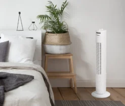 Bestron Turmventilator Mit 3 Geschwindigkeitsstufen, Inkl. 75° Oszillation-Funktion, Timer, Höhe: 78cm, 35W, AFT760Z, Farbe: Weiß -Smart Kitchen Store aeb62c9847e5e7878748489643014c13