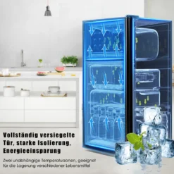 Kühl Gefrierkombination, Freistehender Kühlschrank, Freistehend Gefrierschrank Mit 60L Gesamtvolumen Doppeltür LED Beleuchtung 172 KWh/Jahr 86.8cm Höhe, Schwarz 14 Kühl Gefrierkombination, Freistehender Kühlschrank, Freistehend Gefrierschrank Mit 60L Gesamtvolumen Doppeltür LED Beleuchtung 172 KWh/Jahr 86.8cm Höhe, Schwarz -Smart Kitchen Store aef1485be6aced60f7bef295c5aa5218