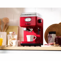Russell Hobbs Espressomaschine Retro Rot Siebträger (15 Bar, 2 Tassen-Einsätze, 1,1l Abnehmbarer Wassertank, Dampf-Milchschaumdüse, Portionierlöffel Mit Tamper) Kaffeemaschine -Smart Kitchen Store af29eafb4e15e0afe1a3f013cde78695