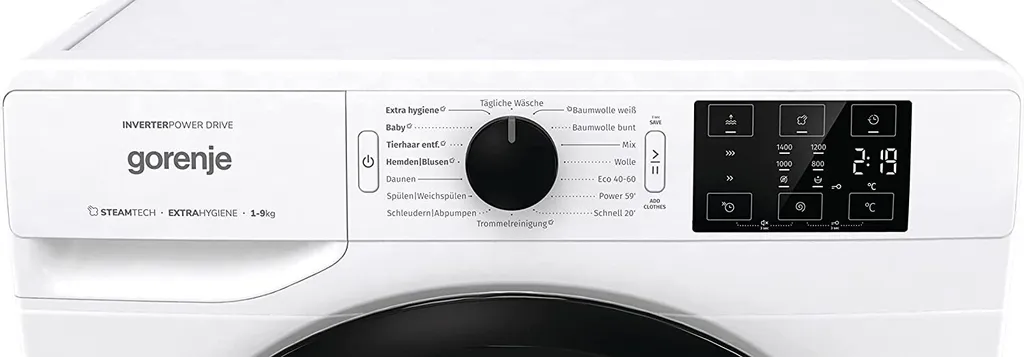 Gorenje WNEI 94 APS Waschmaschine Mit Dampffunktion - 9 Kg Fassungsvermögen - 1400 U/min - 16 Programme - Inverter Motor - Edelstahltrommel - AquaStop - Kindersicherung - Steril Tub - Weiß 7 Gorenje WNEI 94 APS Waschmaschine Mit Dampffunktion - 9 Kg Fassungsvermögen - 1400 U/min - 16 Programme - Inverter Motor - Edelstahltrommel - AquaStop - Kindersicherung - Steril Tub - Weiß – Bild 5