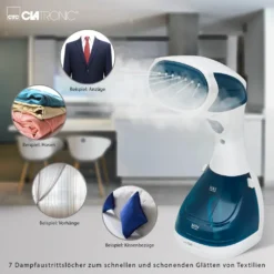 Clatronic Dampfbürste DB 3717 Weiß/blau, 200 Ml Wassertank -Smart Kitchen Store afaa62c242413f09b4dd21fa933e5ae3