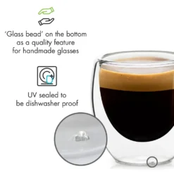 Klarstein Glaswerk Vienna Doppelwandige Gläser , Thermoglas , Trinkglas , Espresso-, Kaffee- Und Shotglas , 4 Stück , Für Heiße Und Kalte Getränke , 80 Ml , Borosilikatglas , Hitze- Und Kältebeständig , Handgemacht , Spülmaschinenfest , Thermoeffekt 12 Klarstein Glaswerk Vienna Doppelwandige Gläser , Thermoglas , Trinkglas , Espresso-, Kaffee- Und Shotglas , 4 Stück , Für Heiße Und Kalte Getränke , 80 Ml , Borosilikatglas , Hitze- Und Kältebeständig , Handgemacht , Spülmaschinenfest , Thermoeffekt -Smart Kitchen Store b0849fba7ede03d6ae0692cc4682809e