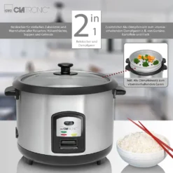 Clatronic Reis-Kocher Multi-Kocher Dampf-Garer 700 W + Löffel RK 3567 -Smart Kitchen Store b15c3de40dc2bf498574d90f5909f4ef