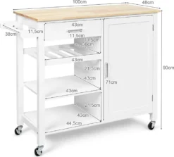 COSTWAY Küchenwagen Auf Rollen, Kücheninsel Mit Schublade, Weinregal, Offene Regale & Handtuchhalter, Platzsparender Servierwagen, Für Küche, Esszimmer, Bar, Weiß 15 COSTWAY Küchenwagen Auf Rollen, Kücheninsel Mit Schublade, Weinregal, Offene Regale & Handtuchhalter, Platzsparender Servierwagen, Für Küche, Esszimmer, Bar, Weiß -Smart Kitchen Store b3b734fc4f13120898a051c52c8cf395