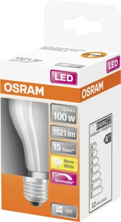Osram LED Leuchtmittel Superstar Classic A E27 12 W Dimmbar Weiß Matt -Smart Kitchen Store b5f040bf1285f3c14cf49dc249009f98