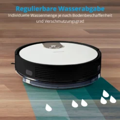 MEDION Saugroboter Mit Wischfunktion Und Zyklon Technologie S20 SW (Alexa App Steuerung, Modell 2021, Extra Flach, Regulierbare Wasserabgabe, Ladestation, Tierhaar Allergiker Optimiert) -Smart Kitchen Store b67a50f7ea5b138b82beb63d5b9348c8