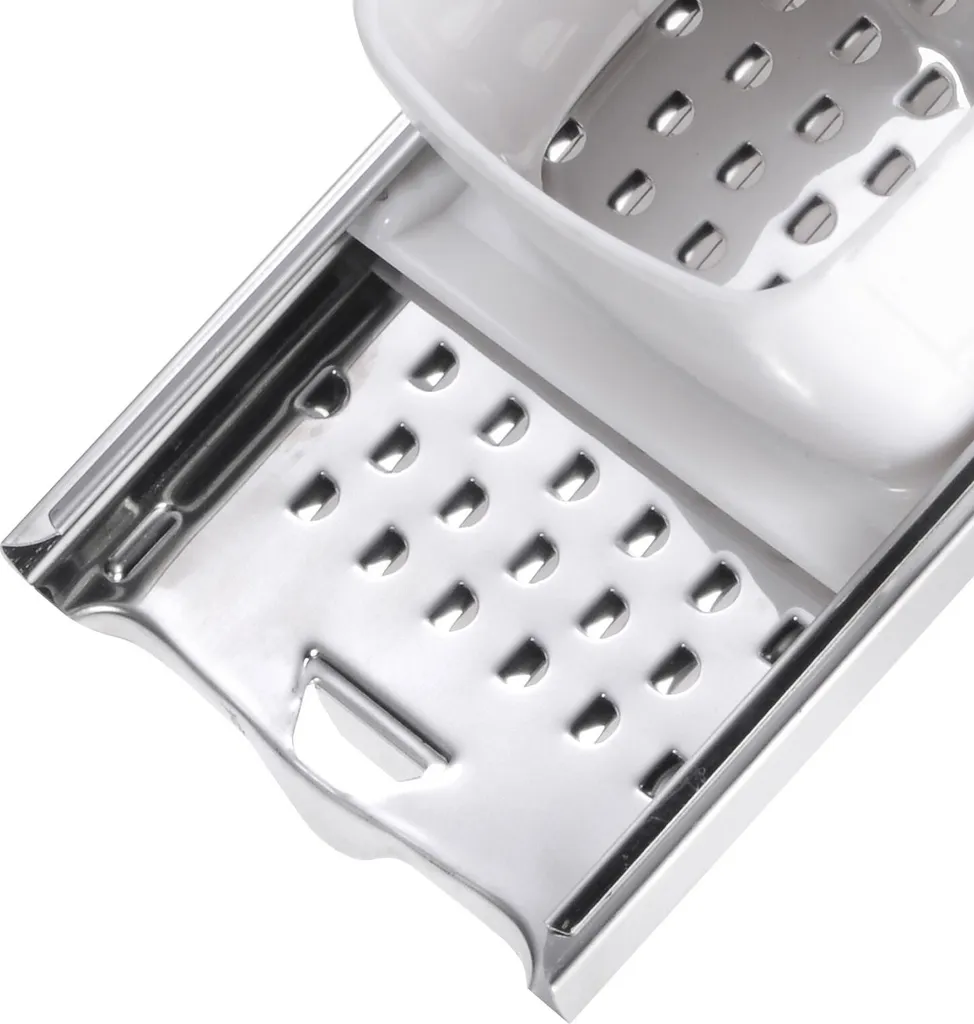 Westmark Spätzlehobel Mit Teigschlitten, Für Topfdurchmesser Bis Zu 28 Cm, Rostfreier Edelstahl/Kunststoff, Fädle, Weiß/Silber, 61222270 4 Westmark Spätzlehobel Mit Teigschlitten, Für Topfdurchmesser Bis Zu 28 Cm, Rostfreier Edelstahl/Kunststoff, Fädle, Weiß/Silber, 61222270 – Bild 2