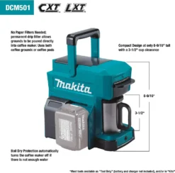 Makita Akku / Netz Tragbare Mobile Kaffeemaschine Caffee DCM501Z 18V 230V -Smart Kitchen Store bb155334bc56d746798865b5284a6485