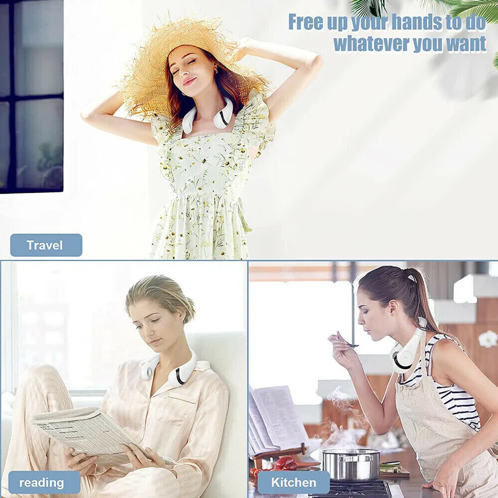 Hals Fan Halsventilator Leise USB Ventilator Hals Nackenventilator 4000mAh Hängender 3 Speed,Weiß 5 Hals Fan Halsventilator Leise USB Ventilator Hals Nackenventilator 4000mAh Hängender 3 Speed,Weiß – Bild 3