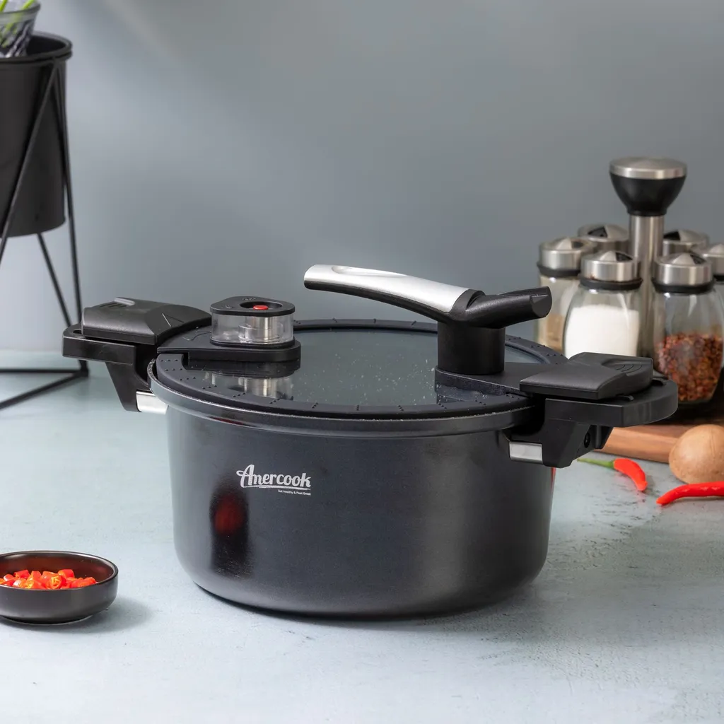 AMERCOOK Fresh Cooker Kochtopf Niederdrucktopf 24 Cm - Universal-Topf Für Alle Herdarten Kochtopf - Induktionsgeeigneter Kochtopf Energiespartopf - Kochtopf Vitaminschonend Schnellkochtopf Mit Ventil 9 AMERCOOK Fresh Cooker Kochtopf Niederdrucktopf 24 Cm - Universal-Topf Für Alle Herdarten Kochtopf - Induktionsgeeigneter Kochtopf Energiespartopf - Kochtopf Vitaminschonend Schnellkochtopf Mit Ventil – Bild 7