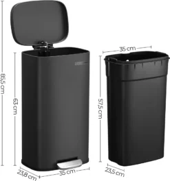 SONGMICS Mülleimer, 30 L Abfalleimer Mit Pedal, Treteimer Mit Inneneimer Aus Kunststoff, Für Die Küche, Klappdeckel, Softclose, Geruchsdicht Und Hygienisch, Schwarz LTB03BK -Smart Kitchen Store be1ebcec107e13859dd22bf97679e76c