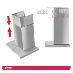 Simfer SMF-CH 8633 Dunstabzugshaube Edelstahl, 60 Cm, 650 M³ /h, Wandhaube, Kaminhaube, Teleskopkamin, Doppelabluftschacht, LED-Beleuchtung 17 Simfer SMF-CH 8633 Dunstabzugshaube Edelstahl, 60 Cm, 650 M³ /h, Wandhaube, Kaminhaube, Teleskopkamin, Doppelabluftschacht, LED-Beleuchtung -Smart Kitchen Store be3c083f03a44177f7285f0ec77d712f