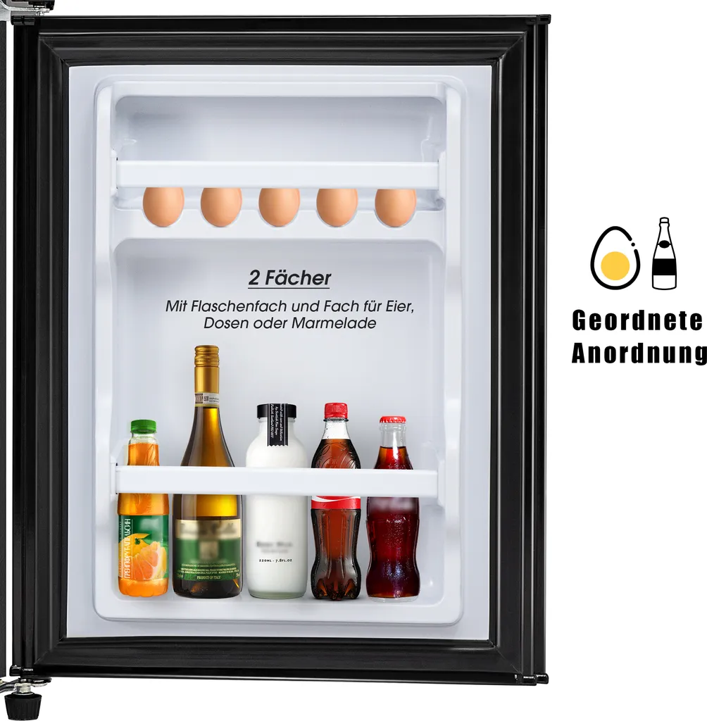 Kühl Gefrierkombination, Freistehender Kühlschrank, Freistehend Gefrierschrank Mit 60L Gesamtvolumen Doppeltür LED Beleuchtung 172 KWh/Jahr 86.8cm Höhe, Schwarz 11 Kühl Gefrierkombination, Freistehender Kühlschrank, Freistehend Gefrierschrank Mit 60L Gesamtvolumen Doppeltür LED Beleuchtung 172 KWh/Jahr 86.8cm Höhe, Schwarz – Bild 9