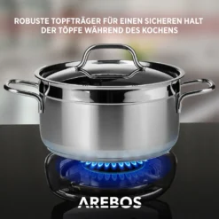 AREBOS Gaskochfeld 4 Flammen, Glaskeramik, Inkl. Topfträger & Zündsicherung, Autark, Geeignet Für Erdgas Oder Propangas, Gasherd -Smart Kitchen Store c262a17c88c7247821fdecbc87dd7197