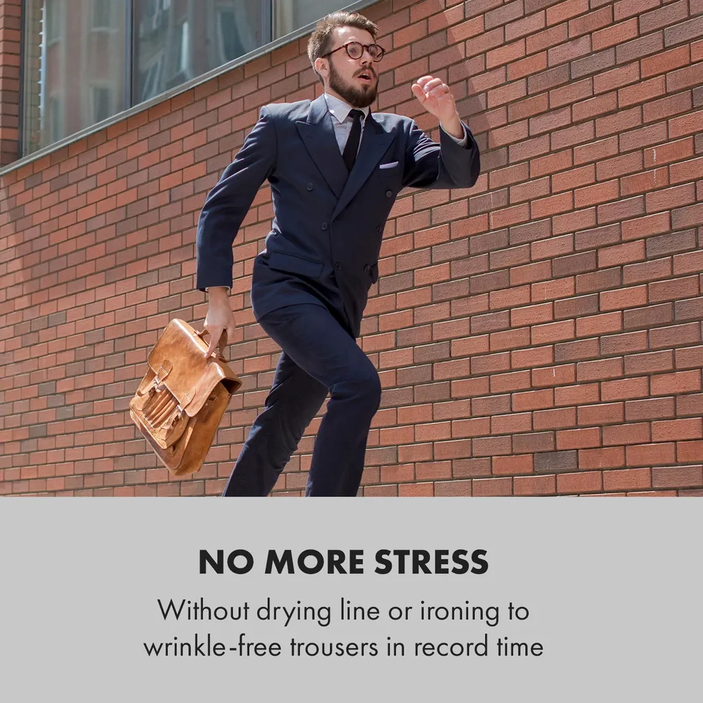 Klarstein ShirtButler Pro Automatischer Trockner Hosentrockner Hosenbügler , 2-in-1 System , 1200 Watt , Easy-Dry Technologie , Multi Size: S - XL , Thermal Safety System , 6-stufiger Timer: Bis 3 Stunden , Trocknungstemperatur: 30 - 70 °C , Bis Zu 2 Kg Maximalgewicht , LED-Kontrolllicht , Wechselbare Trocknungsaufsätze , Material: Oxford-Nylon , Weiß 4 Klarstein ShirtButler Pro Automatischer Trockner Hosentrockner Hosenbügler , 2-in-1 System , 1200 Watt , Easy-Dry Technologie , Multi Size: S - XL , Thermal Safety System , 6-stufiger Timer: Bis 3 Stunden , Trocknungstemperatur: 30 - 70 °C , Bis Zu 2 Kg Maximalgewicht , LED-Kontrolllicht , Wechselbare Trocknungsaufsätze , Material: Oxford-Nylon , Weiß – Bild 2