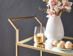 WOHNLING Design Servierwagen Gold 73x78x37 Cm Küchenwagen Glas / Metall | Mobiler Beistelltisch | Speisewagen Mit Glasplatte | Teewagen Mini Bar Auf 4 Rollen 12 WOHNLING Design Servierwagen Gold 73x78x37 Cm Küchenwagen Glas / Metall | Mobiler Beistelltisch | Speisewagen Mit Glasplatte | Teewagen Mini Bar Auf 4 Rollen -Smart Kitchen Store c426d3ac92331e678bda62275bc1eec2