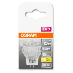 Osram LED Leuchtmittel MR11 Glas Reflektor 2,5W = 20W GU4 Warmweiß 2700K Flood 36° -Smart Kitchen Store c43c089e5ce1dafa2ac835edc86a5f60