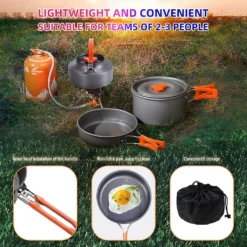 Kochtopf Topf-Sets Camping Kochgeschirr Set Outdoor Kochausrüstung Töpfe Bratpfanne Kettle Set,Orange -Smart Kitchen Store c6abe40325c5b8053eae1632c5f19016