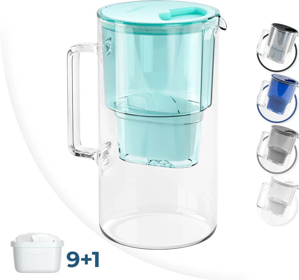 Glas Wasserfilter Wessper Mint Mit 10x Filterkartuschen KANNE & WASSERFILTER 3 Glas Wasserfilter Wessper Mint Mit 10x Filterkartuschen KANNE & WASSERFILTER