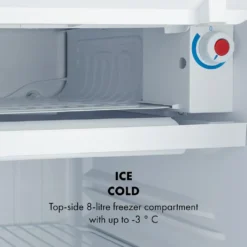 Klarstein Yummy Kühlschrank , 90 Liter Fassungsvermögen , Gefrierfach: 8 Liter , Kühlschrank: 82 Liter , Verchromte Verblendung , , Kühlmittel: R600a , 41dB , 3 X Gitterboden , Halb Automatische Abtau-Funktion , Inkl. Tropfschale , Rot -Smart Kitchen Store c846c1b9754c2044e4bea7e7255bc815