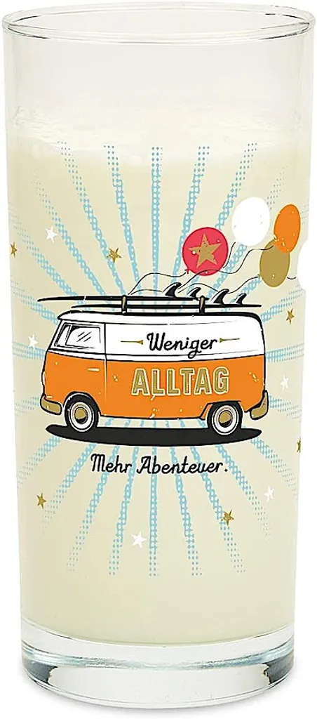 Trinkglas Motiv BUS "Weniger Alltag, Mehr Abenteuer" - 500ml 3 Trinkglas Motiv BUS "Weniger Alltag, Mehr Abenteuer" - 500ml