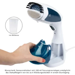 Clatronic Dampfbürste DB 3717 Weiß/blau, 200 Ml Wassertank -Smart Kitchen Store c91bc606443c2338b24e5717cd934715