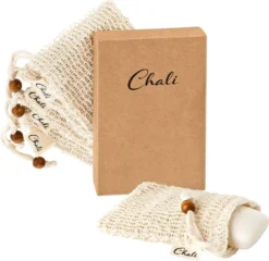 5x Seifensäckchen Gehäkelt Sisal Natur Seifen Beutel Netz Restebeutel Chali®