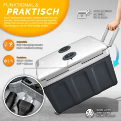 Tillvex Kühlbox Elektrisch 40L Grau Mit Rollen | Mini-Kühlschrank 230 V Und 12 V Für KFZ Auto Camping | Kühlt & Wärmt | ECO-Modus -Smart Kitchen Store ce0748d830bdb13902468f8b4e4e2b18