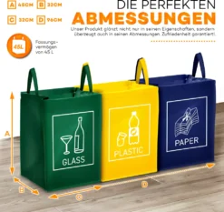 TRESKO 3er Set Recycling Englisch Müll Sortiertaschen Mülltrennsystem Mülleimer Mülltrenner Trennsystem Abfalltrennsystem -Smart Kitchen Store cf03fba80cc7bd35e9b81ebe9b6f16c5
