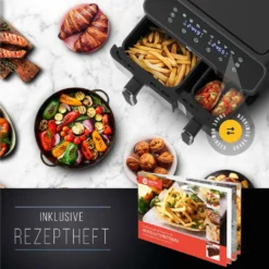 BALTER Heißluftfritteuse Mit Doppelkammer HL-850D, 9L (5,5L + 3,5L), 2 Speisen Gleichzeitig, 9 Programme , Friteuse Ohne Öl, Dual Zone, Airfryer, Heis -Smart Kitchen Store cf6886e91844efaea5d29eee93ec0705
