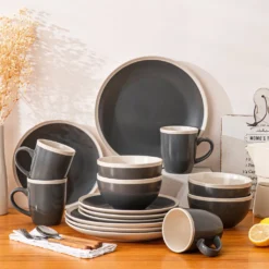 Tafelservice, Vancasso SEESAMI 16-teiliges Kombiservice Aus Steinzeug, Geschirrset Im Modernen Aussehen Für 4 Personen -Smart Kitchen Store cfab4e3eef1a71988f7e91011bbd7938