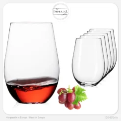 IMPERIAL Moderne Weingläser Ohne Stil Aus Glas 570ml Set 6-Teilig Groß -Smart Kitchen Store cfb019db5a6cc4a32a8645c767e0f0db