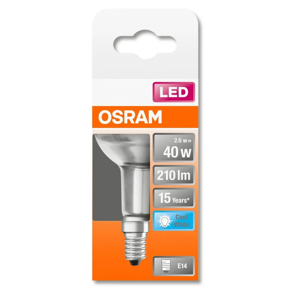 Osram LED Leuchtmittel R50 Glas Reflektor 2,6W = 40W E14 Matt 210lm Neutralweiß 4000K 36° 8 Osram LED Leuchtmittel R50 Glas Reflektor 2,6W = 40W E14 Matt 210lm Neutralweiß 4000K 36° – Bild 6
