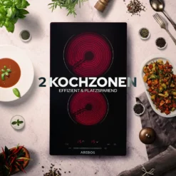 AREBOS Glaskeramikkochfeld, 3000 W, 2 Kochfelder, 30cm, Autark, Mit Sensor Touch 15 AREBOS Glaskeramikkochfeld, 3000 W, 2 Kochfelder, 30cm, Autark, Mit Sensor Touch -Smart Kitchen Store d23925a43695ec029d67643f8f853085