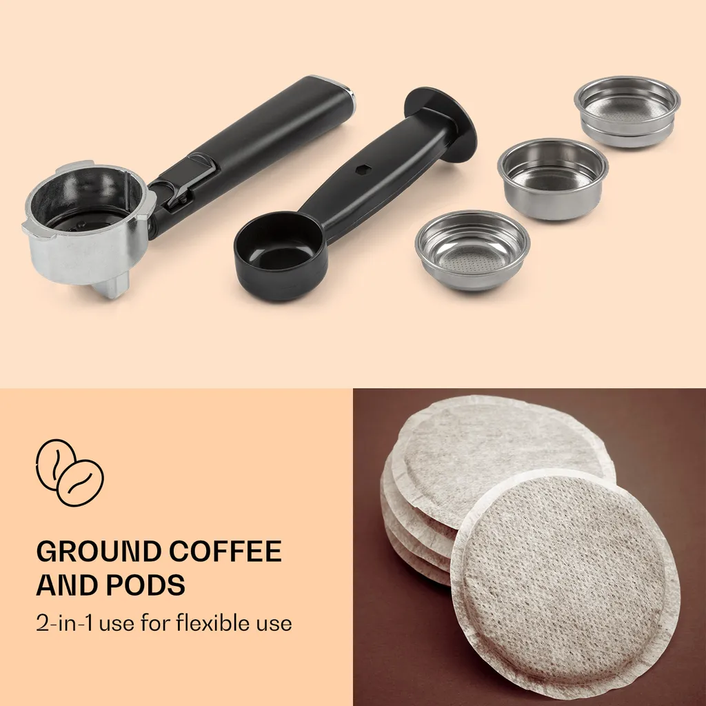 Arabica Comfort Espressomaschine 1350W 20 Bar 1,8l Touch-Bedienfeld Edelstahl 6 Arabica Comfort Espressomaschine 1350W 20 Bar 1,8l Touch-Bedienfeld Edelstahl – Bild 4