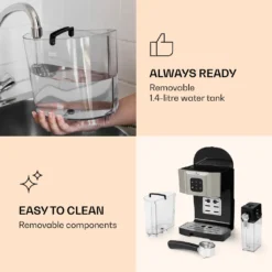 BellaVita Kaffeemaschine 3-in-1 1450 W 20 Bar Milchschäumer -Smart Kitchen Store d56adfe7a87c52751f8445a1699045f1