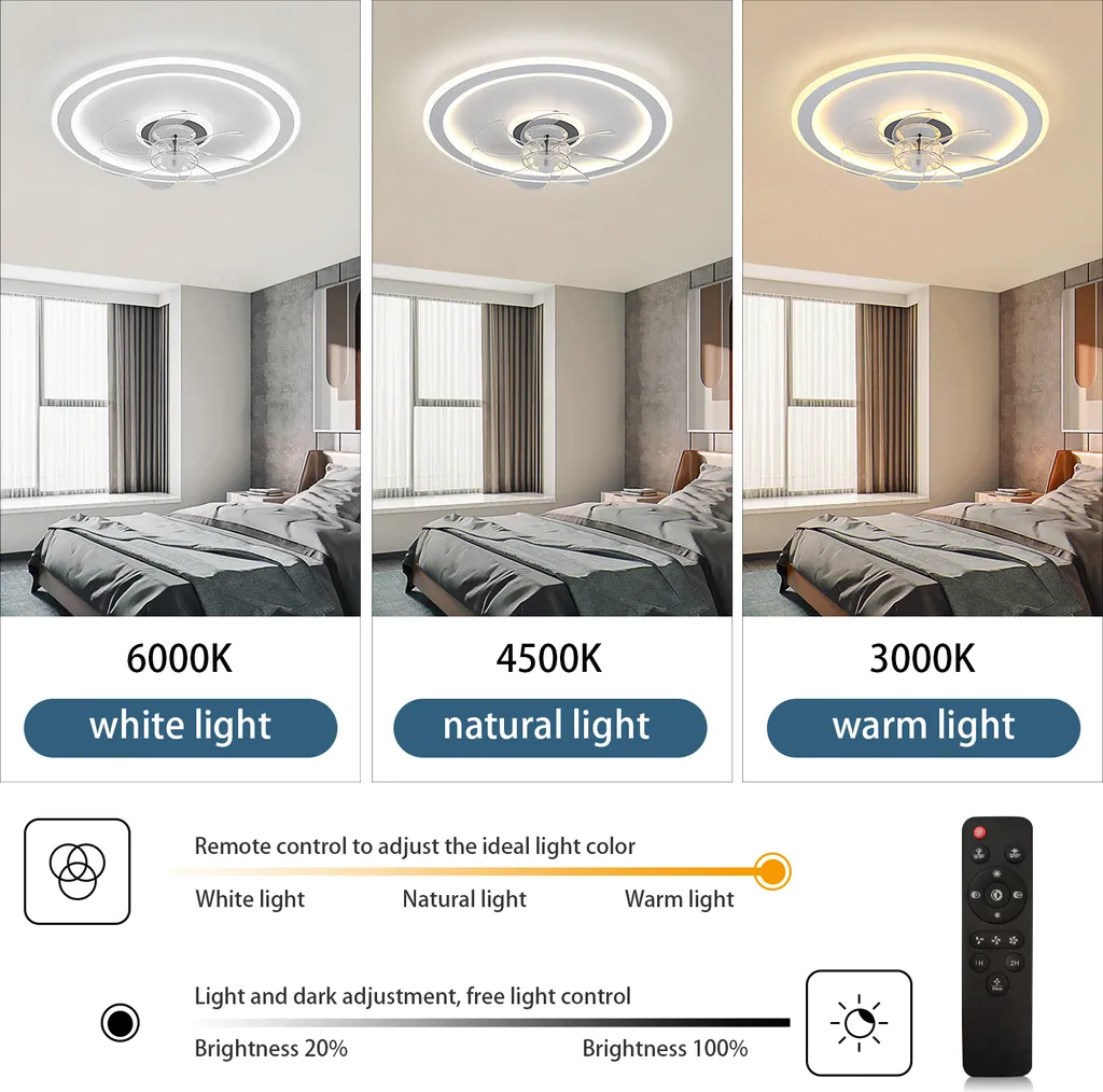 Deckenventilator Mit Beleuchtung Und Fernbedienung 54W LED Leise Deckenleuchte Ventilator Mit Dimmbar Timer Einstellbare Windgeschwindigkeit Für Wohnzimmer Esszimmer Schlafzimmer 47CM 4 Deckenventilator Mit Beleuchtung Und Fernbedienung 54W LED Leise Deckenleuchte Ventilator Mit Dimmbar Timer Einstellbare Windgeschwindigkeit Für Wohnzimmer Esszimmer Schlafzimmer 47CM – Bild 2