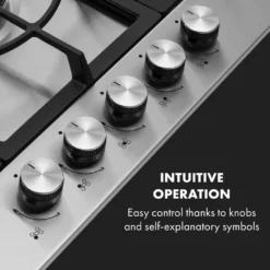 Klarstein Gasherd Kochfeld Einbau-Gaskochfeld - Sabaf-Brenner - Gaskochfeld Für Propan/Erdgas - Einbau Gasherd Glaskeramik 5-Flammig - Silber Einbau Gas Kochfeld Gasherd 5 Platten Kochfelder Herdplatte Kochplatte Einbaukochfeld -Smart Kitchen Store d61bac3805fd9dd9926f1d08dc83f6f8