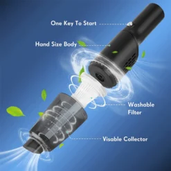 Mini-Staubsauger, Kabelloser Handstaubsauger, 10000 Pa Starke Saugkraft, Tragbarer Auto-Staubsauger, Wiederaufladbar Für Zuhause/Auto/Büro, Nebelblau ,Black -Smart Kitchen Store d688ed45f64b4b28209d41be30ab1929
