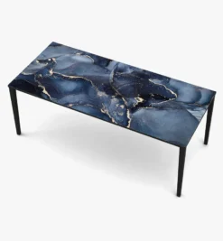Tischfolie Marmor Dunkelblau Gold Bubblefree Selbstklebend, Groesse_spieletische:60 X 100cm