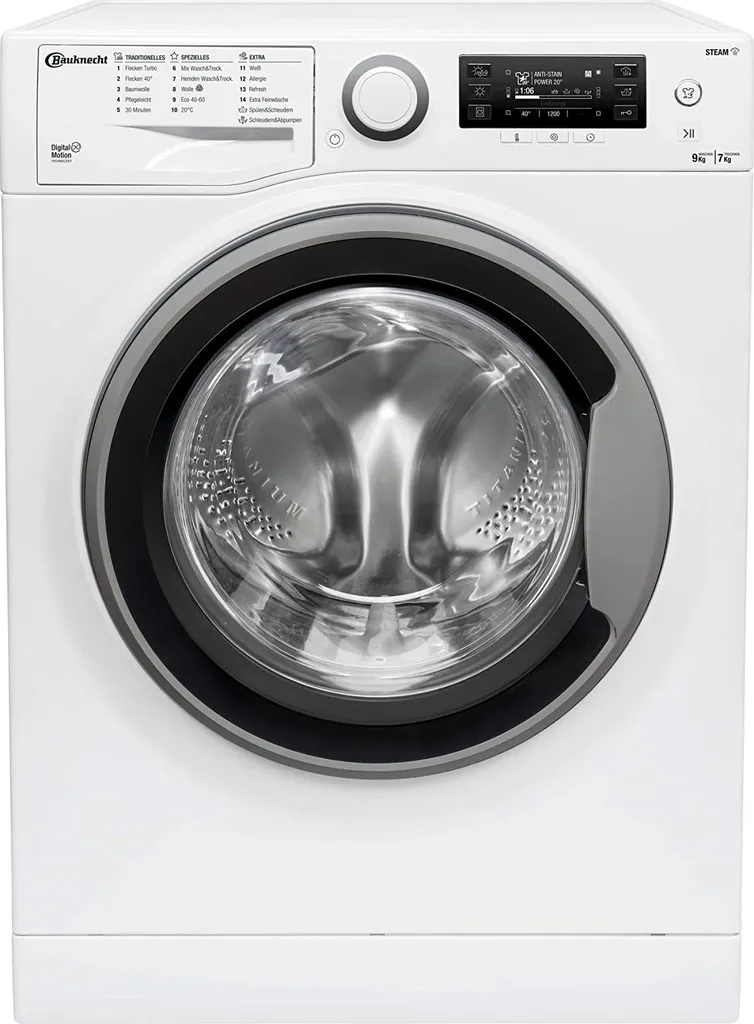 Bauknecht WATK Sense 97D6 N EU Waschtrockner / 9/7kg Waschen/Trocknen / Flecken 40° / Dampf-Programm / Dynamic Inverter-Motor / Wolle-Programm / Nachlegefunktion / Kurzprogramm 45 Min 3 Bauknecht WATK Sense 97D6 N EU Waschtrockner / 9/7kg Waschen/Trocknen / Flecken 40° / Dampf-Programm / Dynamic Inverter-Motor / Wolle-Programm / Nachlegefunktion / Kurzprogramm 45 Min