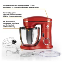 Kochwerk Küchenmaschine - 5,5 Liter Fassungsvermögen - Rot -Smart Kitchen Store da0481905342d274e9a42e6f27bb1435