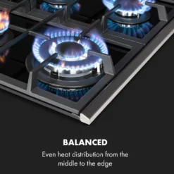 Klarstein Alchemist 4 Zonen Gaskochfeld , 4-flammig , Autark , 58,3 Cm , Einbau , Aluminium-Brenner , Stark-Brenner , Erdgas/Butangas , Edelstahl , Automatische Abschaltung , Topfträger Aus Gusseisen , Glaskeramik , Inkl. Schlauch Und Druckminderer , Schwarz -Smart Kitchen Store da4863a9f5a26e45729b14017a8ff9be