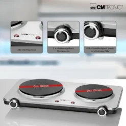 CLATRONIC Doppelkochplatte DKP 3668 Edelstahl Herdplatte Kochplatte 1000/1500W 13 CLATRONIC Doppelkochplatte DKP 3668 Edelstahl Herdplatte Kochplatte 1000/1500W -Smart Kitchen Store da5d085088ea1a01876c00cdfad4d9bc