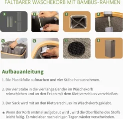 Adel Dream Wäschekorb Mit Deckel , Wäschekorb Kann Gefaltet Werden, Wäschetasche Kann Gefaltet Werden (100L, Dunkelgrau) -Smart Kitchen Store db3bd87dc546d9f695683241513b5c81